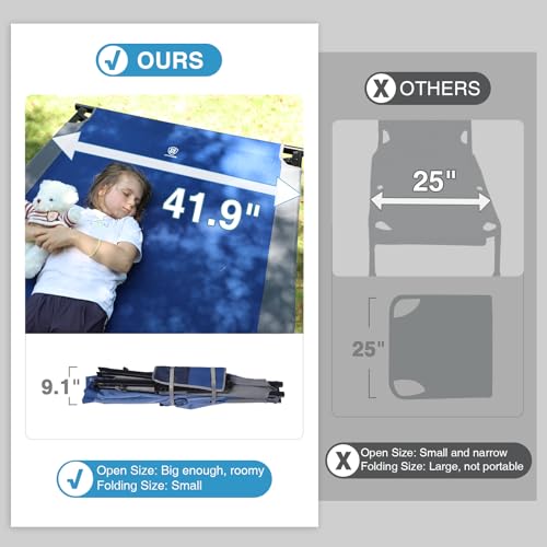 Extra Wide Oversized Folding Camping Cot with Carry Bag N7573