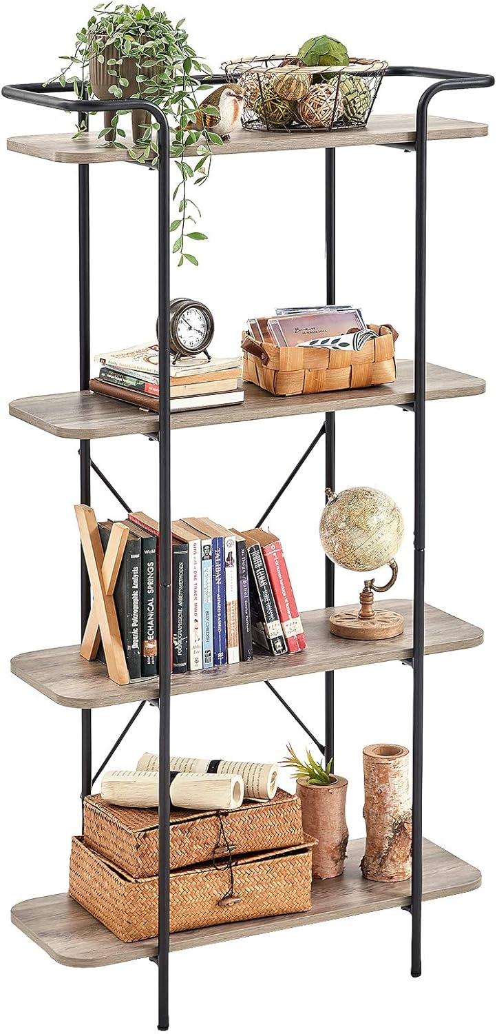 4 Tier Rustic Wood Bookshelf F86822