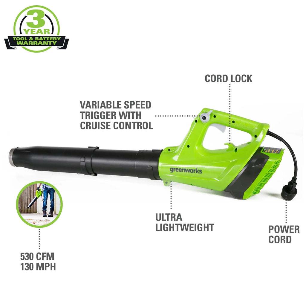 9 Amp 530 CFM Corded Electric Axial Leaf Blower W927