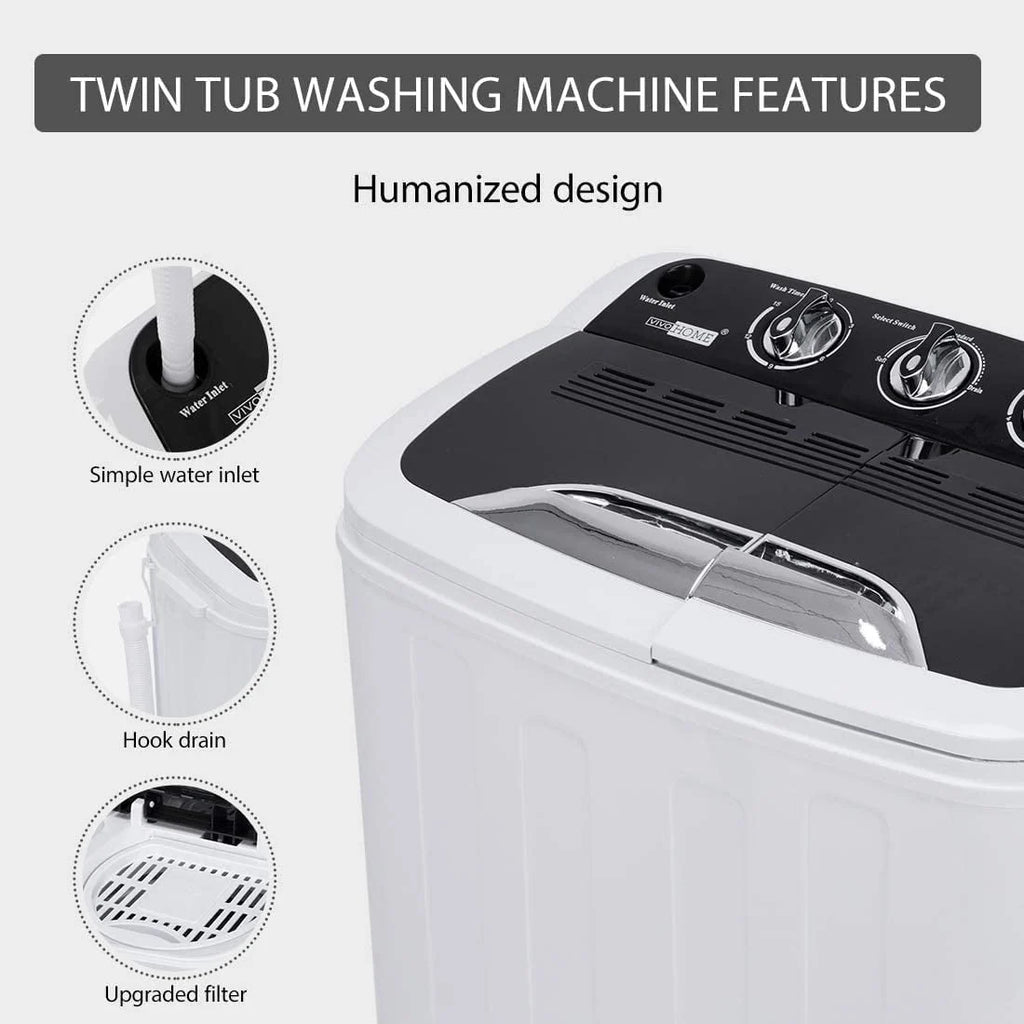 Portable Twin Tub Mini Laundry Washer and Spin Dryer Combo 13.5lbs L88078