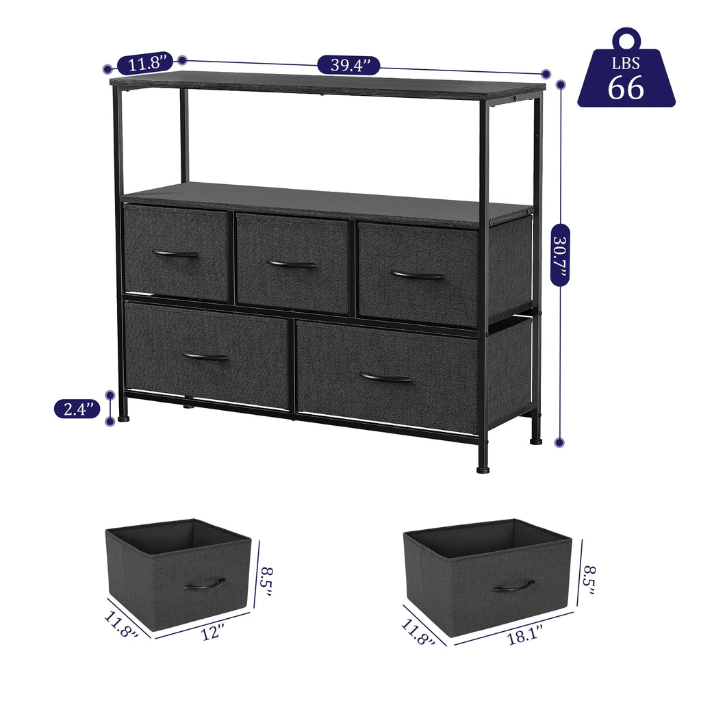 5 Drawer Dresser with Wood Top Q78504