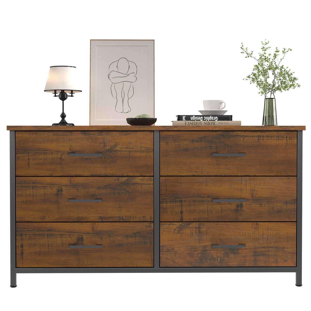 6 Drawer Wood Dresser R92164