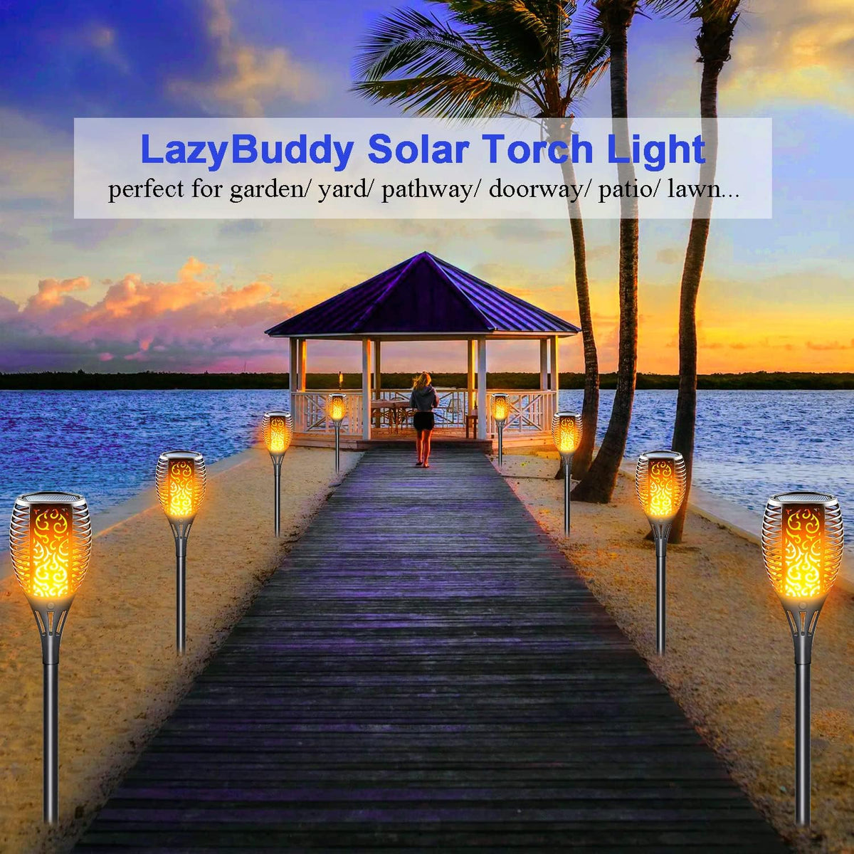 Solar Torch Light with Flickering Flame 8 Pack L23767