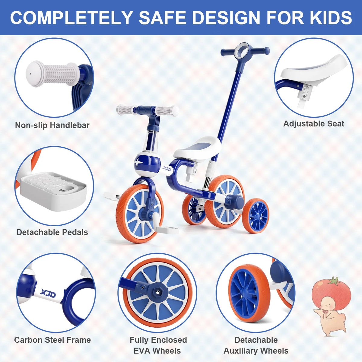 7 in 1 Toddler Tricycle with Removable Pedals F721