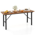 Foldable 59 Inches Narrow Outdoor Dining Table with Acacia Wood Top H668086