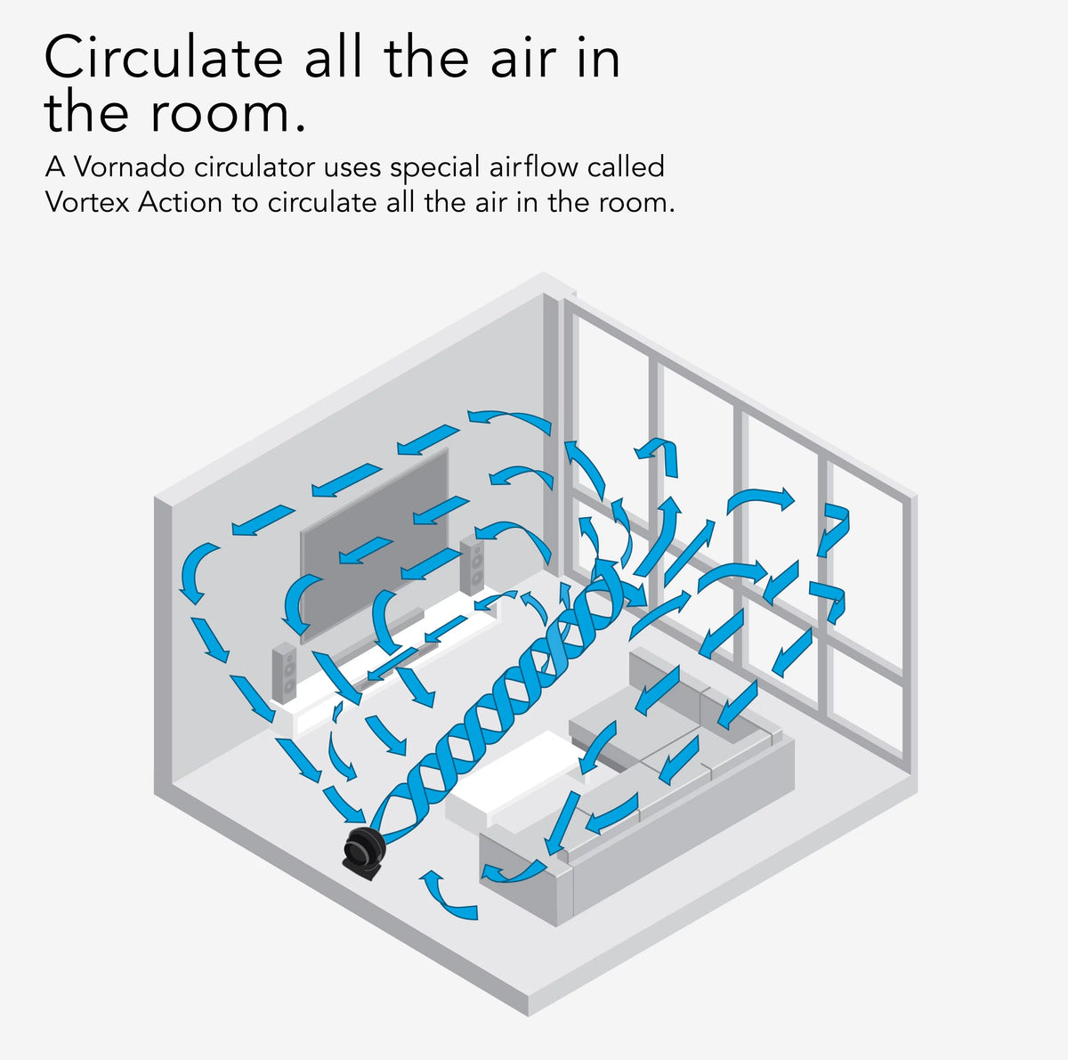 Black Whole Room Air Circulator Floor Fan L94253