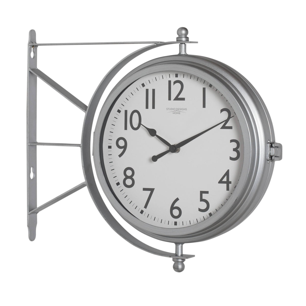 Silver 18 inch Dual Face Clock and Thermometer K796779