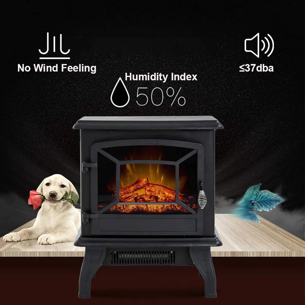 20" Electric Fireplace Heater Portable 1400W Black L485