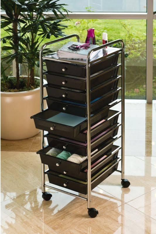 10 Drawer Organizer Cart Black F85158