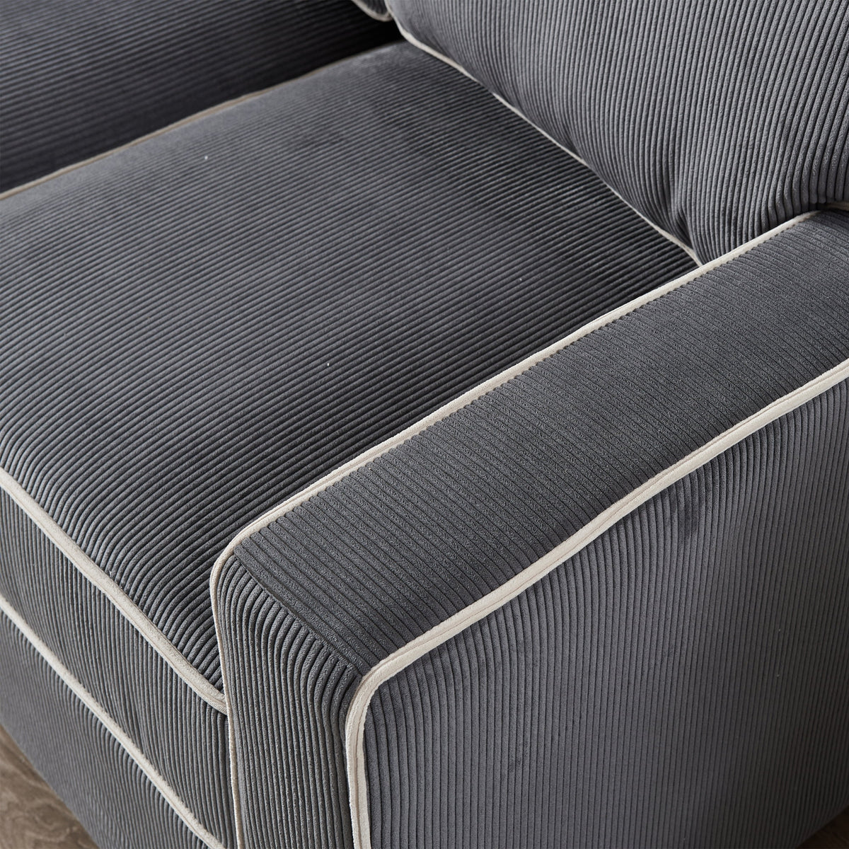 Dark Grey Corduroy Sofa with Storage W50894