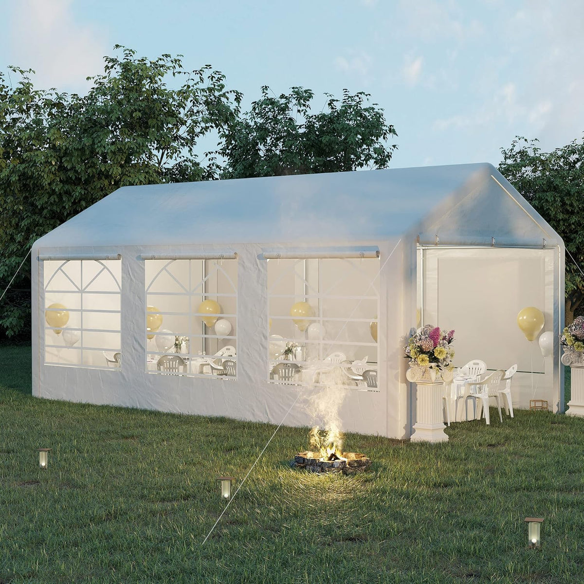 10 x 20ft Heavy Duty Carport Canopy with Removable Sidewalls, White I6278