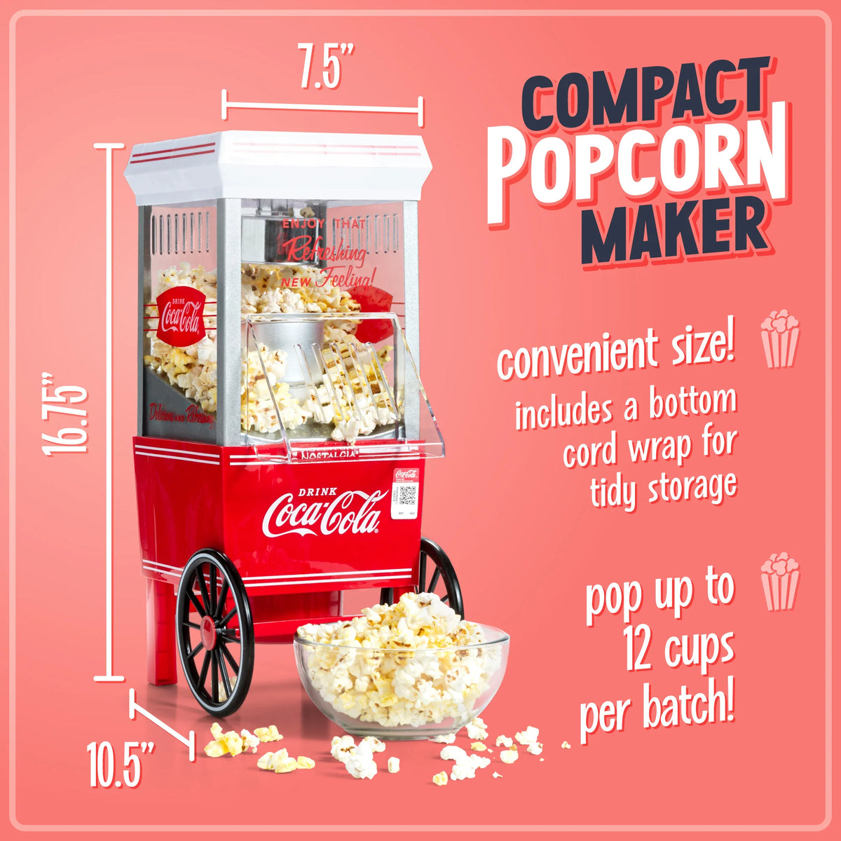 Coca-Cola 12-Cup Hot Air Popcorn Maker O50696