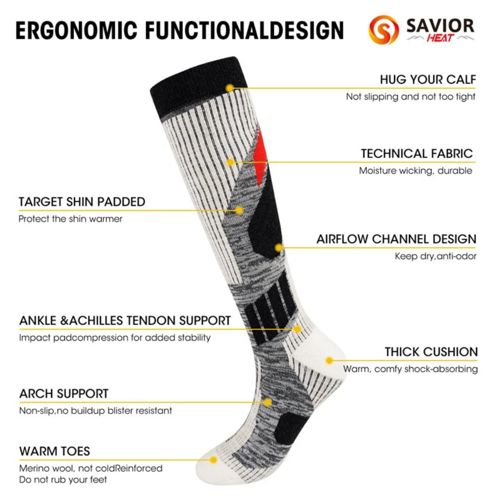1 Pair Non-slip Wool Ski Socks Q620829
