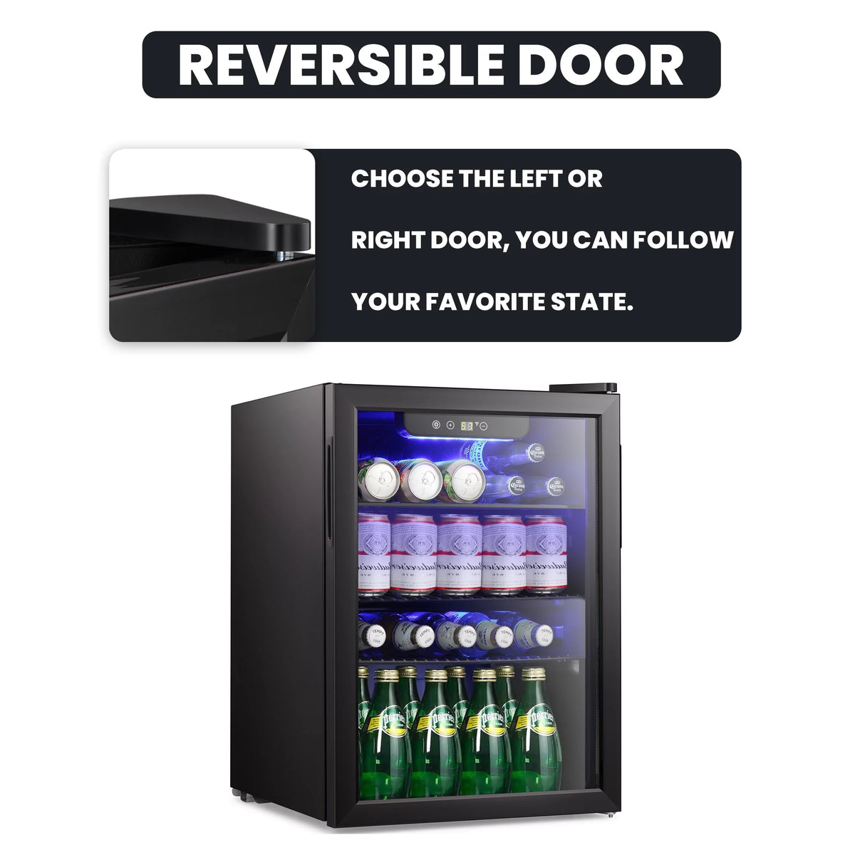 1.6cu.ft Wine Cooler Cabinet Beverage Mini Fridge Black Y43152
