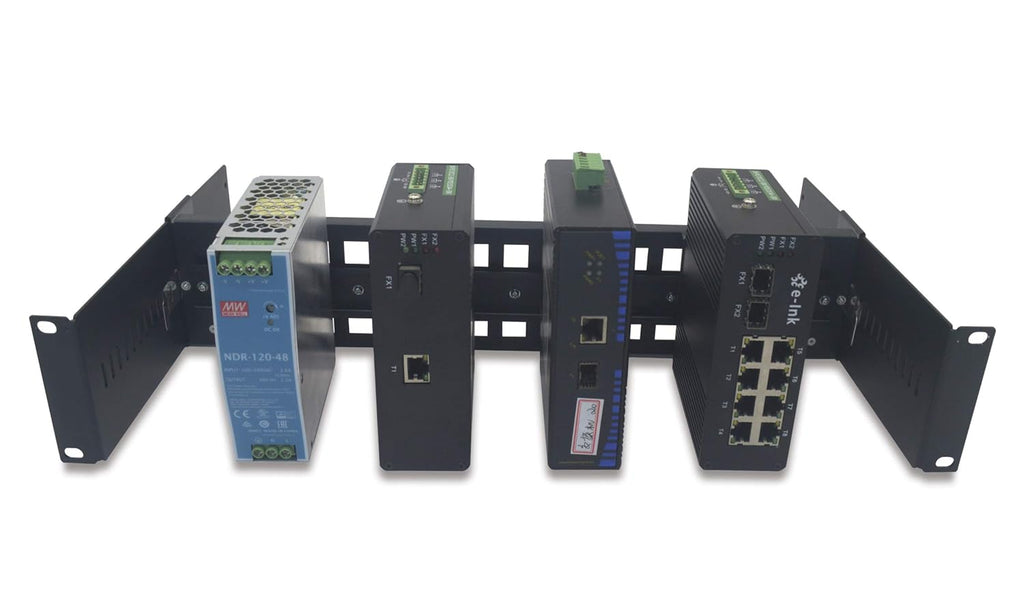 19 Inches Adjustable DIN-Rail Rack Mount Bracket 2U Black J810