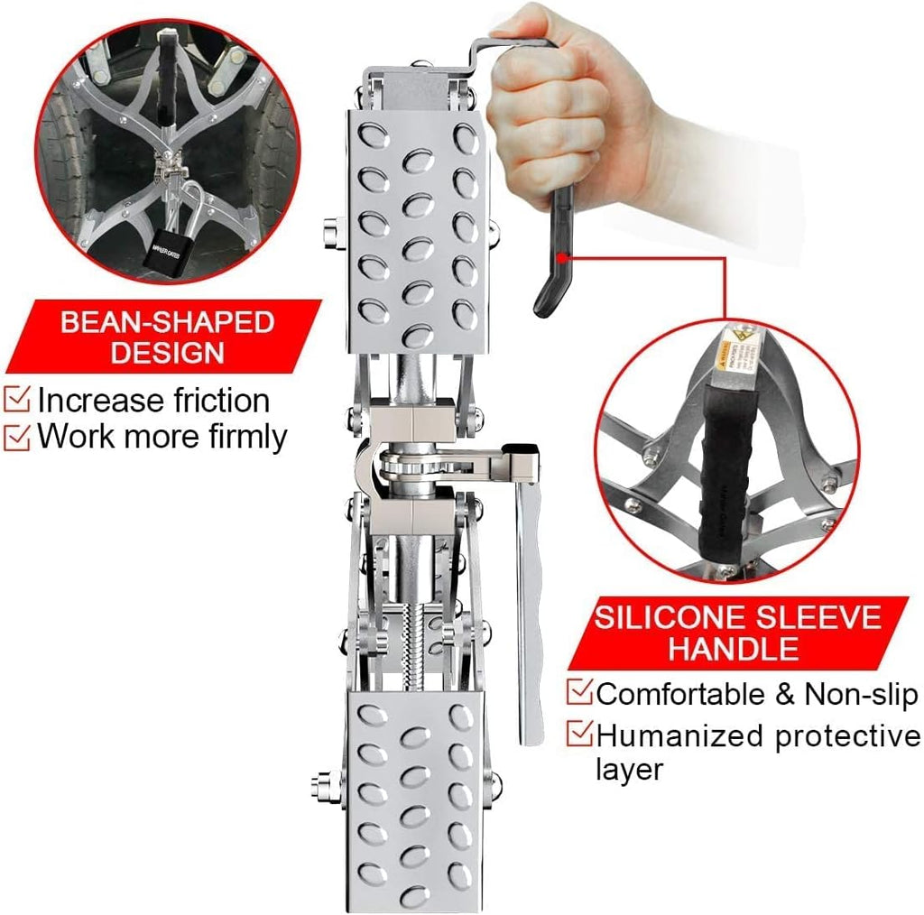 2 Sets X-Shape Wheel Chocks with Integrated Wrench and Anti-Theft Code Lock L6945