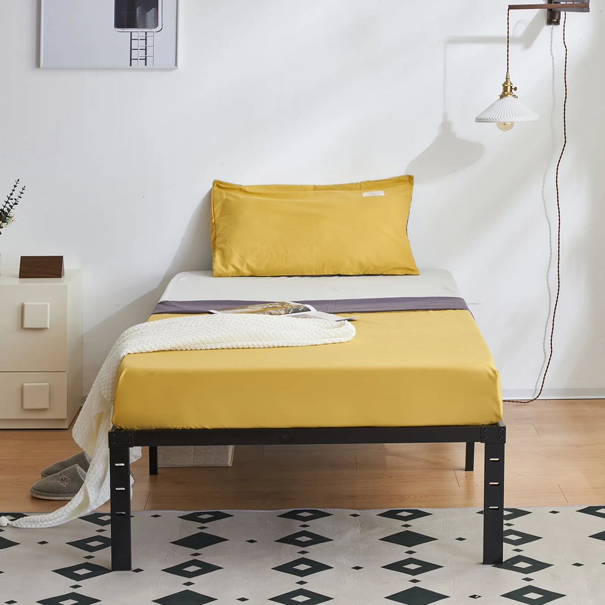 Twin Size Black Metal Platform Bed S91977