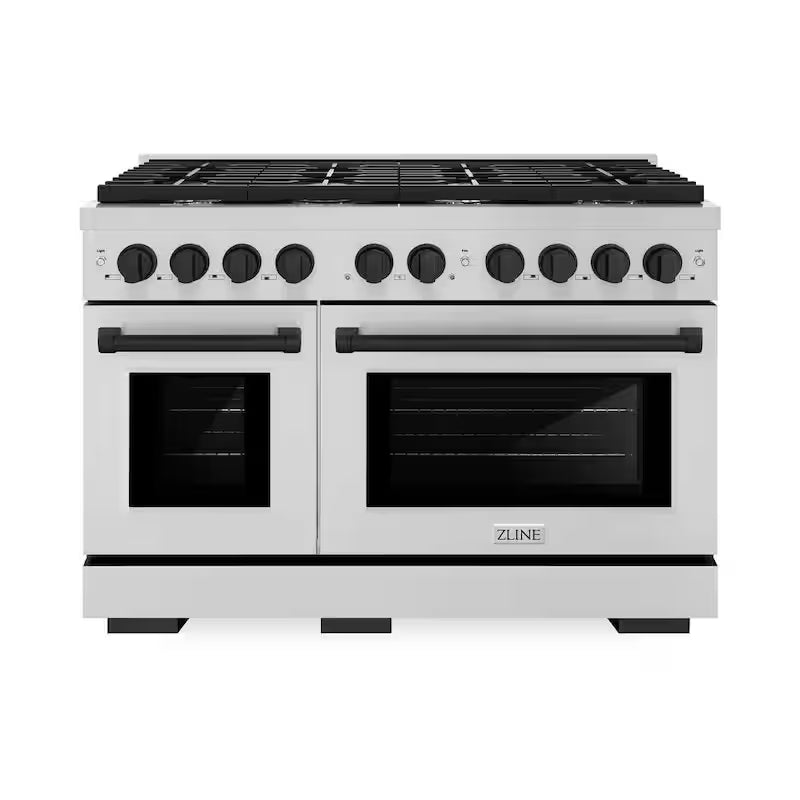 48 in. 8-Burner Freestanding Gas Range and Double Convection Oven in Stainless Steel and Black Matte Z11081