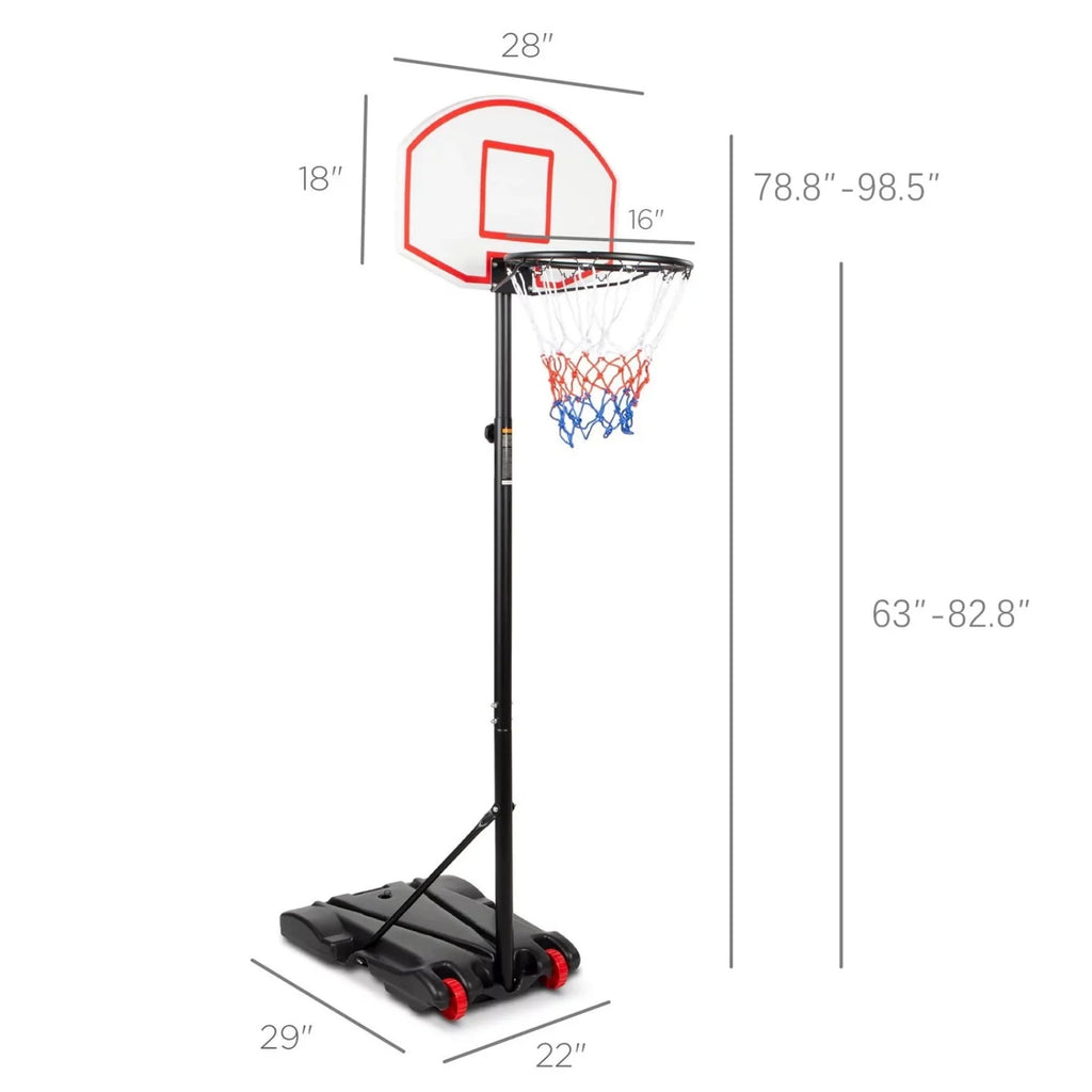 28 in. Portable Height Adjustable Basketball Hoop System O20544
