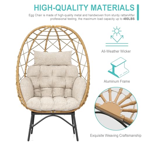 Oversized Wicker Egg Chair with Cushion S41546
