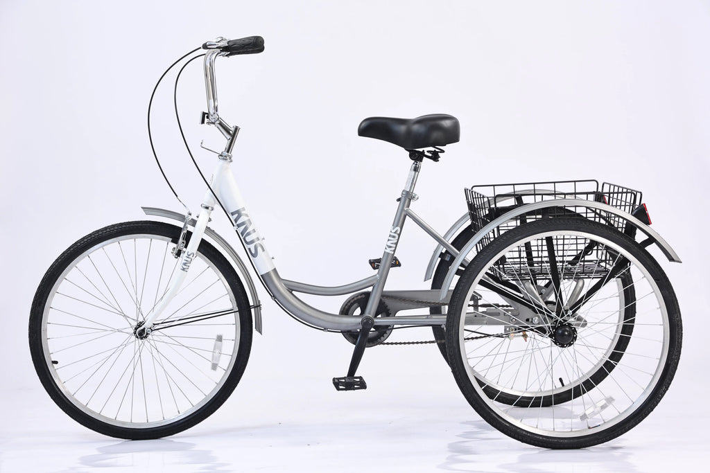 Silver Single Speed 26 inch Adult Tricycle with Basket F85788
