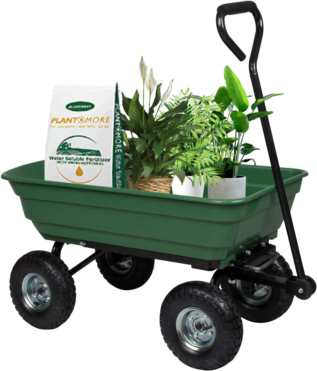 Garden Dump Cart Wagon with Steel Frame and Pneumatic Tires J9821