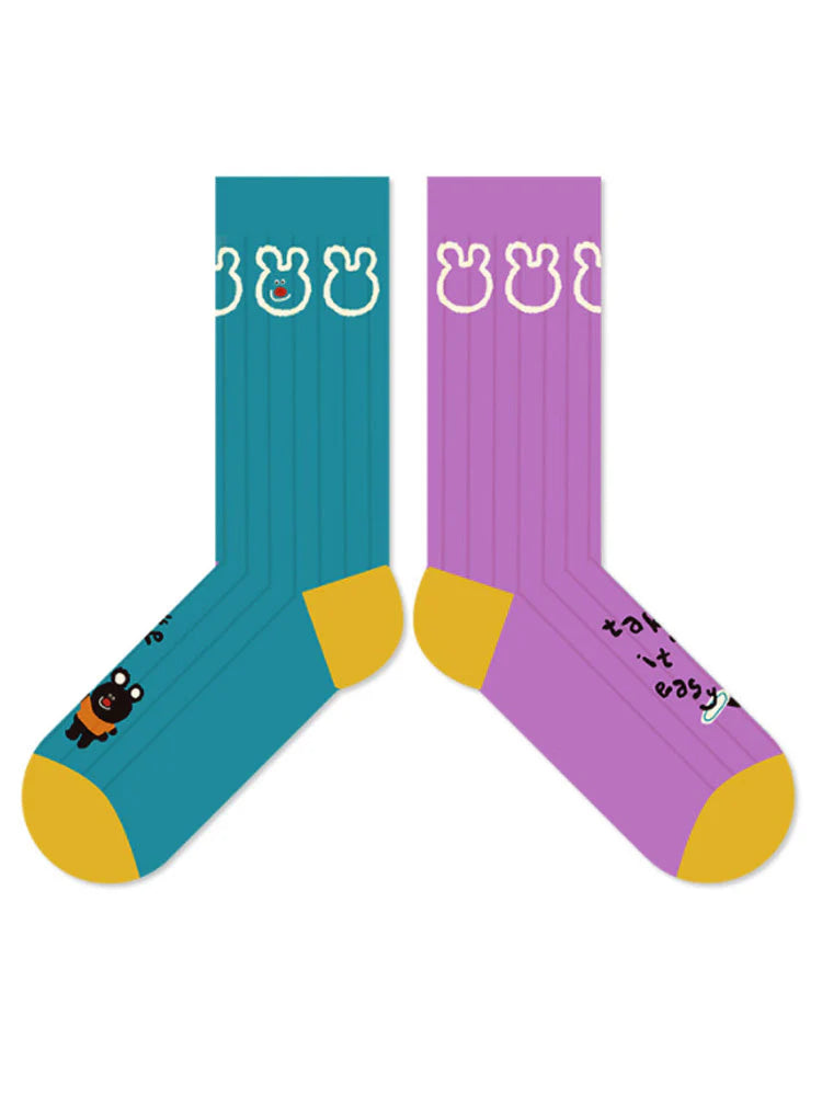 Black Bear Cotton Socks F42759