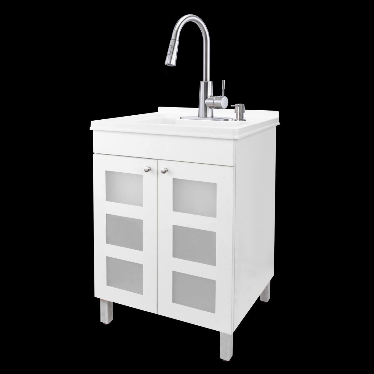 White Utility Sink with Cabinet and Pull-Down Faucet Z785906