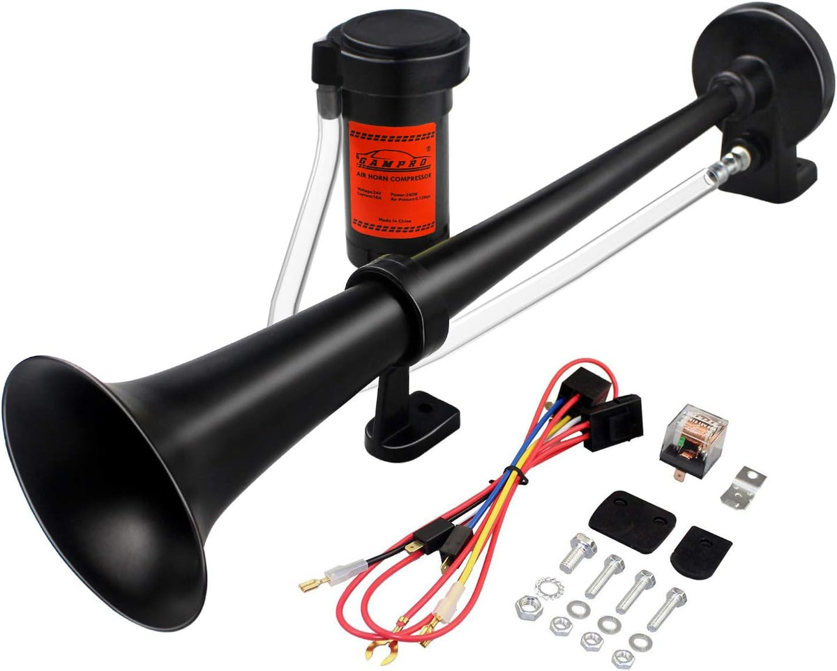 12V 150db Chrome Zinc Single Trumpet Air Horn with Compressor P123