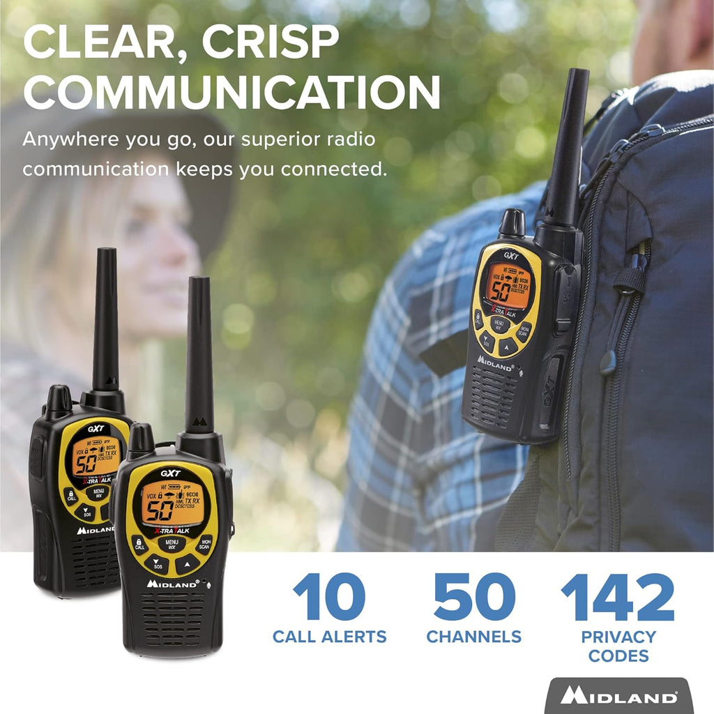 50 Channel Waterproof GMRS Two-Way Radio Black/Yellow Pair Pack R71273