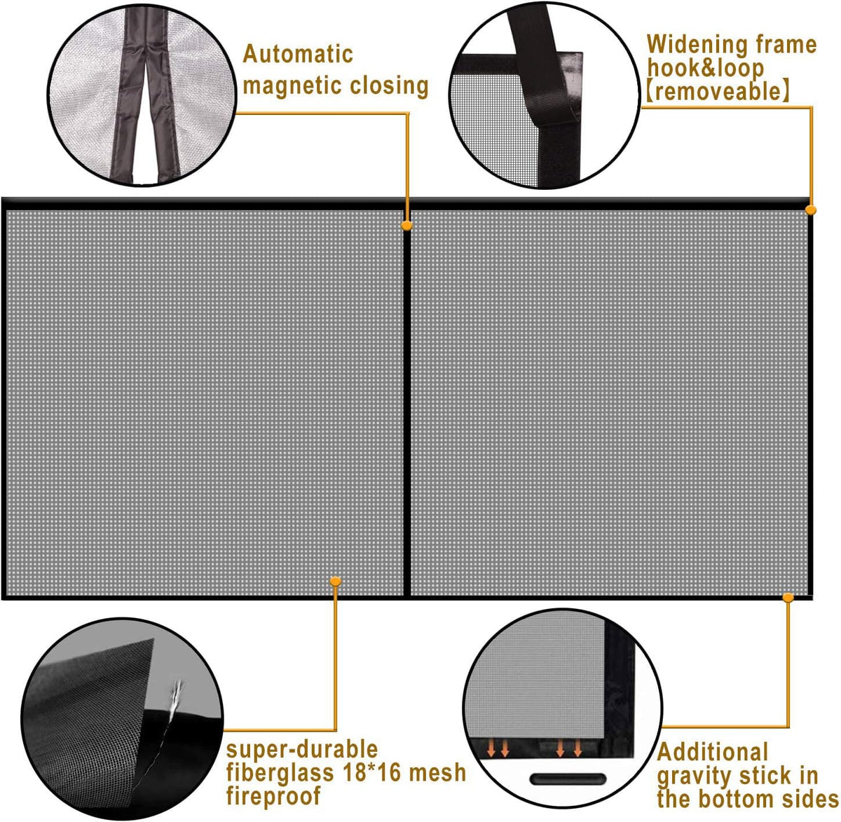 Magnetic Garage Door Screen 16x7FT Fiberglass Mesh J872855