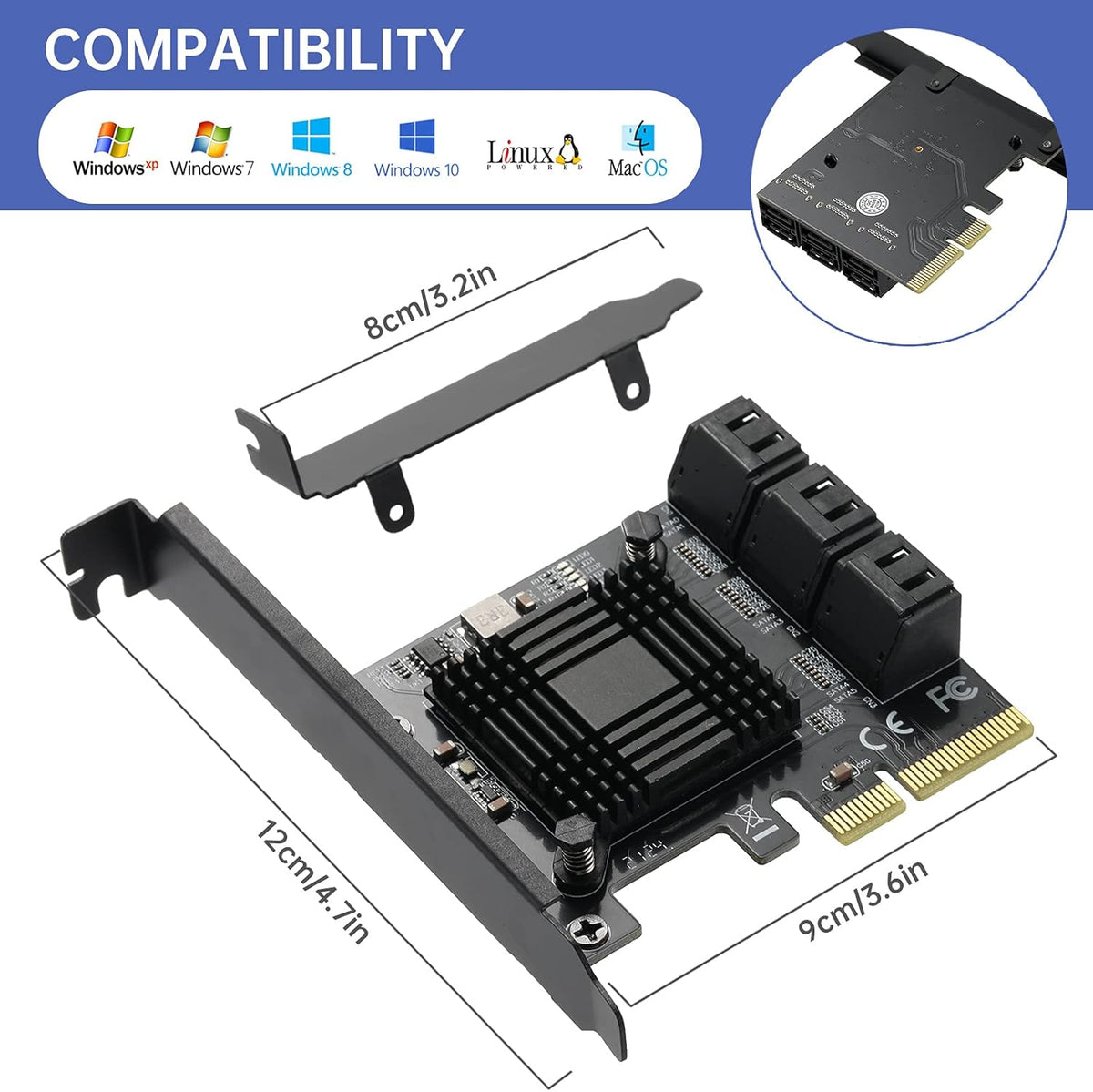 4X PCIE SATA Card 6 Ports with 6 SATA Cables P227400