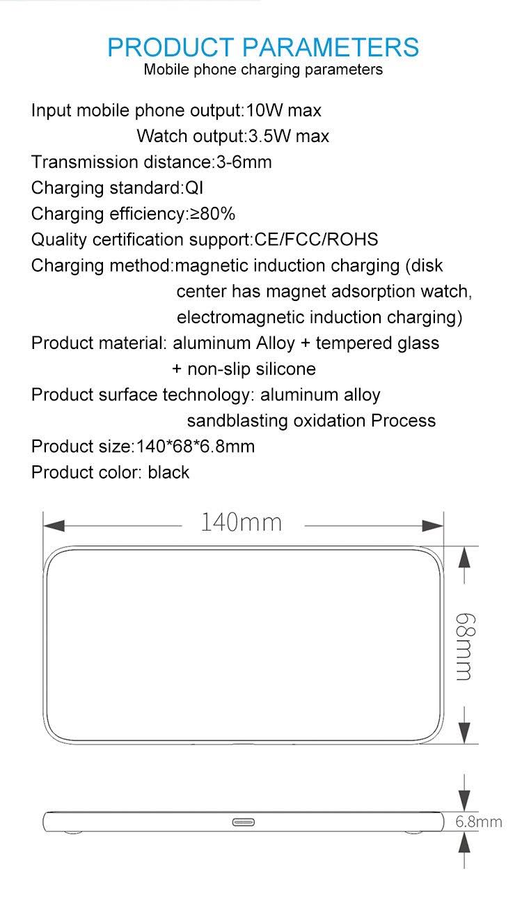 3 in 1 Glass Wireless Charge Pad R9266