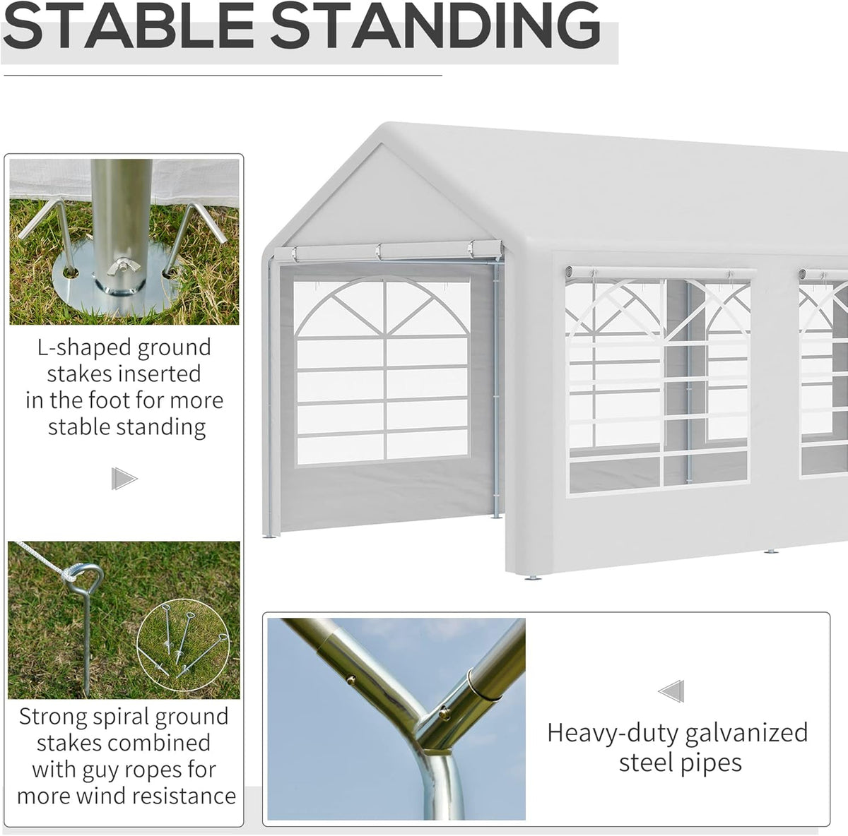 10 x 20ft Heavy Duty Carport Canopy with Removable Sidewalls, White I6278