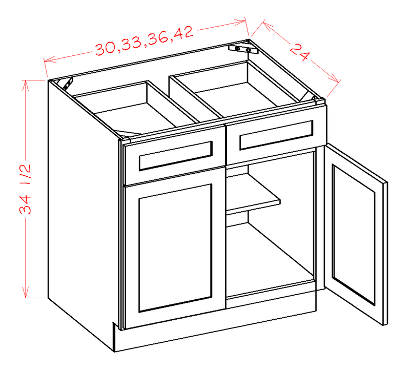 2 Doors 2 Drawers 1 Shelf Base Cabinet H5716