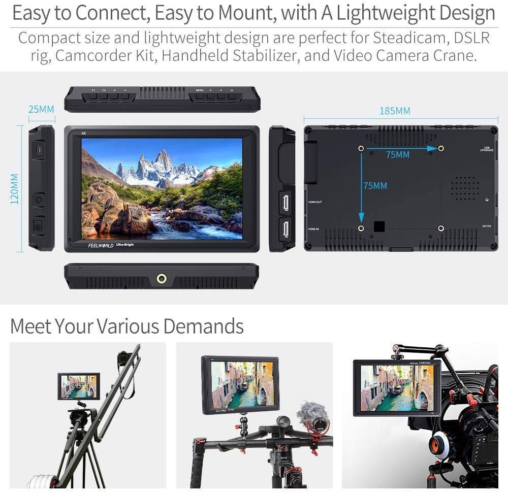 7 Inch 2200nit DSLR Camera Field Monitor Full HD 4K HDMI F681