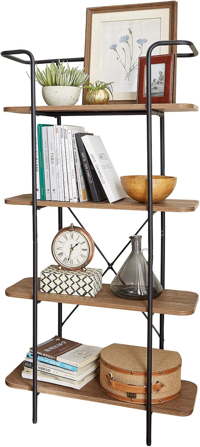 4 Tier Rustic Wood Bookshelf F86822