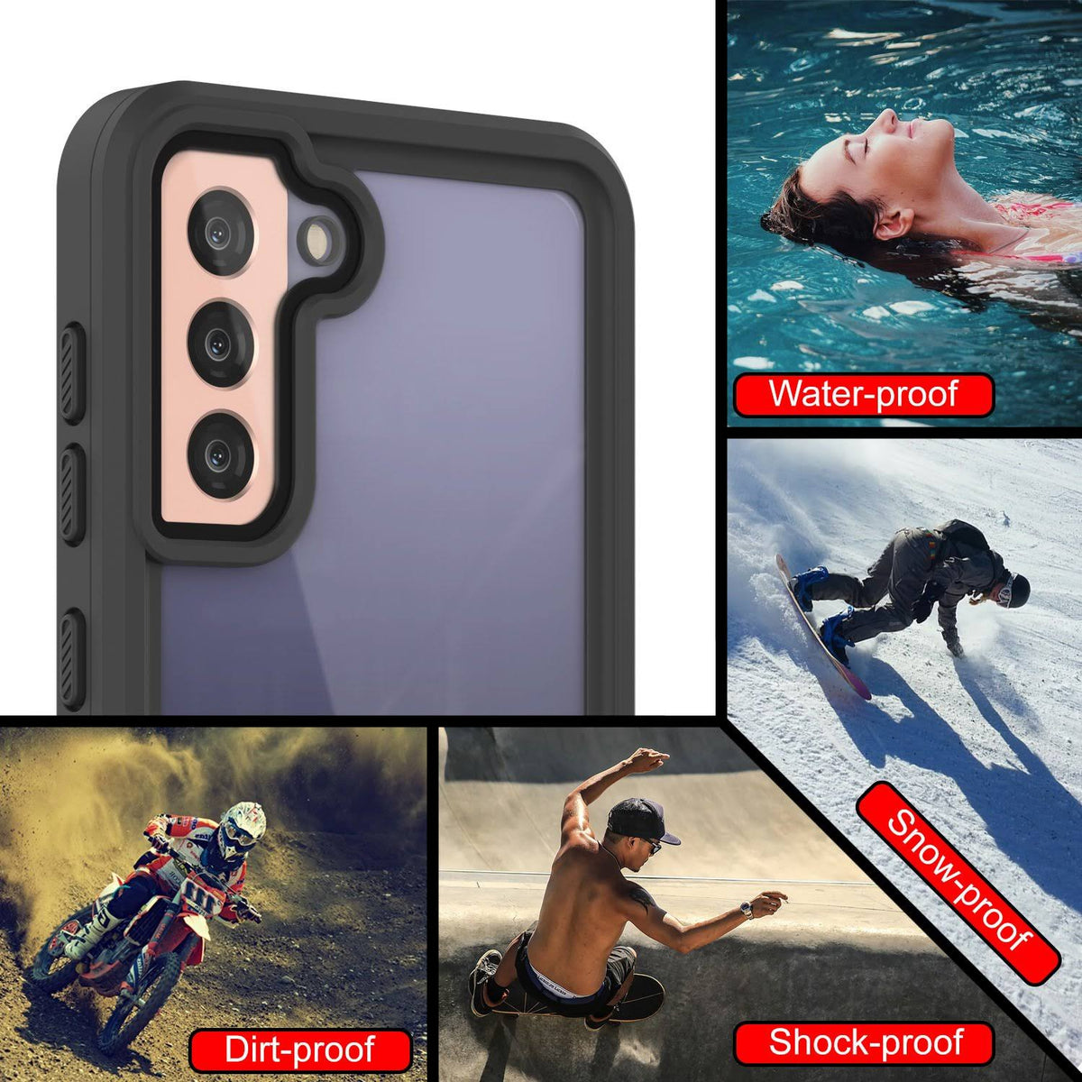 Galaxy S21+ Plus Water Shock Snowproof Slim Screen Protector Case Pink U5257