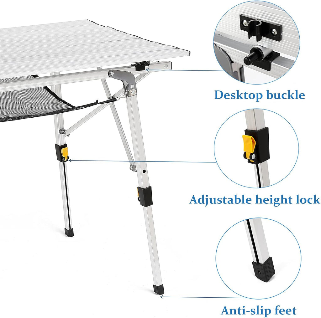 Folding Portable Camping Table with Aluminum Legs B6008