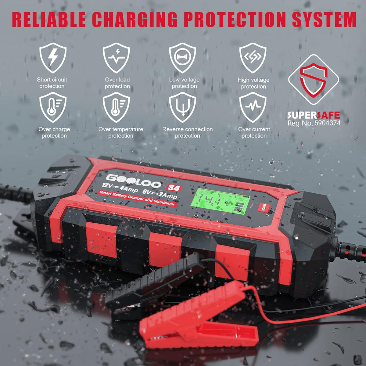 6V/2A and 12V/4A Smart Car Battery Charger S2330