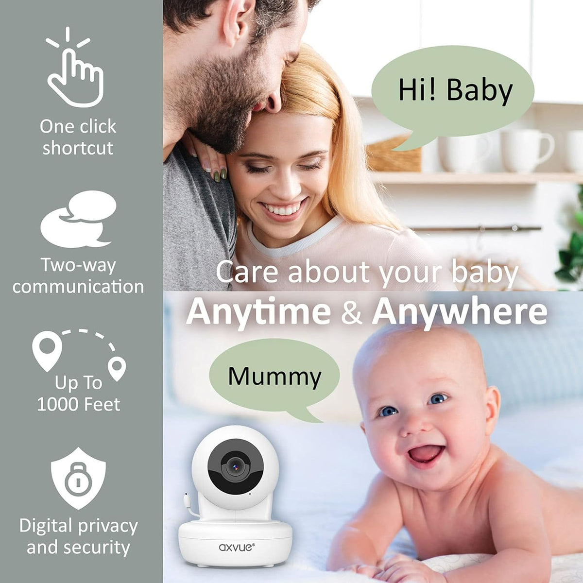 Video Baby Monitor with Pan-Tilt-Zoom Camera, 4.3'' Color LCD, Night Vision, Two Way Audio F742596