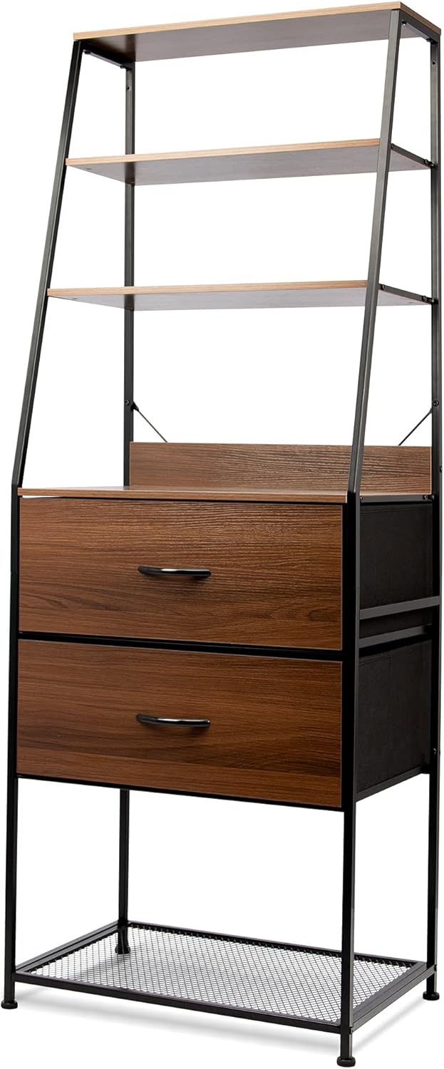 3 Tier Rustic Brown Bookcase with 3 Drawers R7181