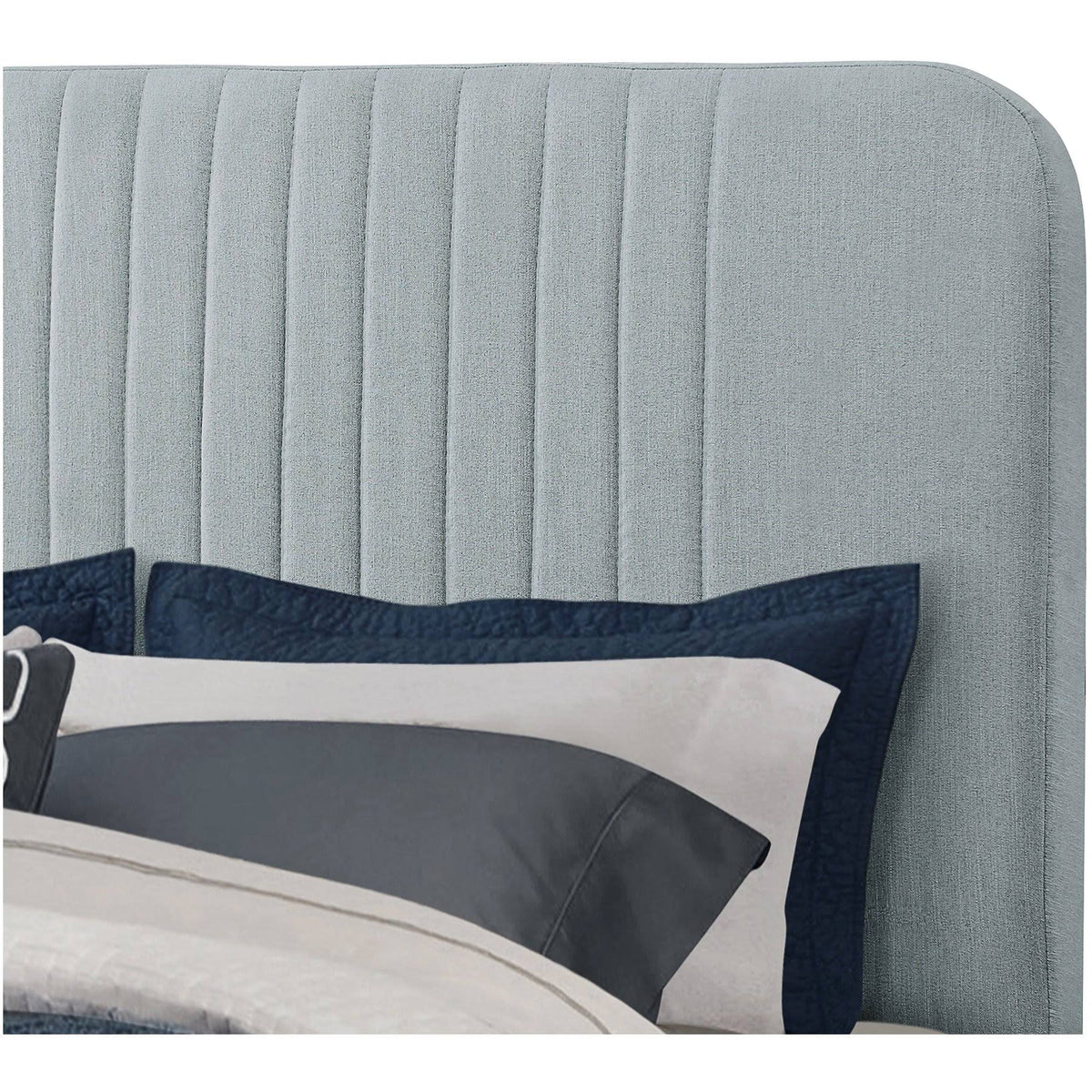 Blue Queen Upholstered Panel Bed N151