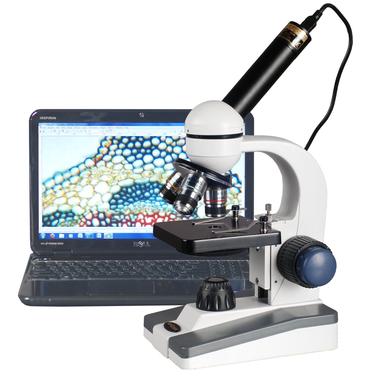 40X-1000X LED Student Microscope with 5MP USB Camera T366