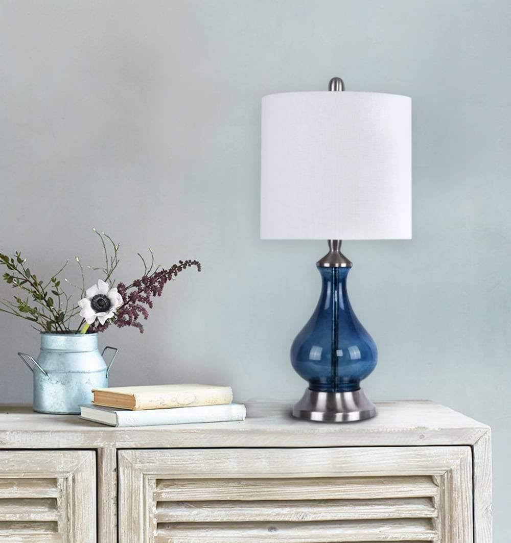 Sapphire Blue Seeded Glass Accent Lamp A412119