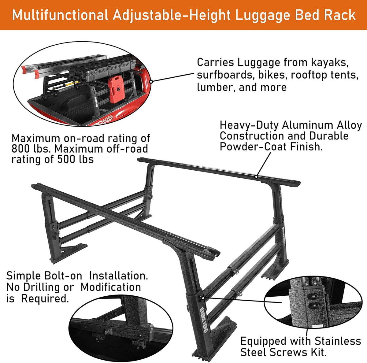 Extendable Aluminum Truck Bed Cargo Rack M67790