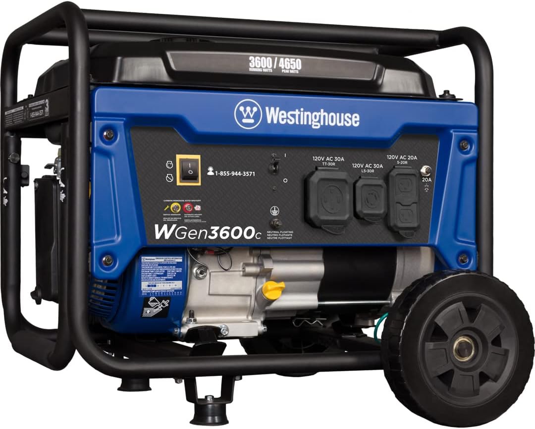 Portable Gas Powered Generator 3600 Rated 4650 Peak Watts L6415