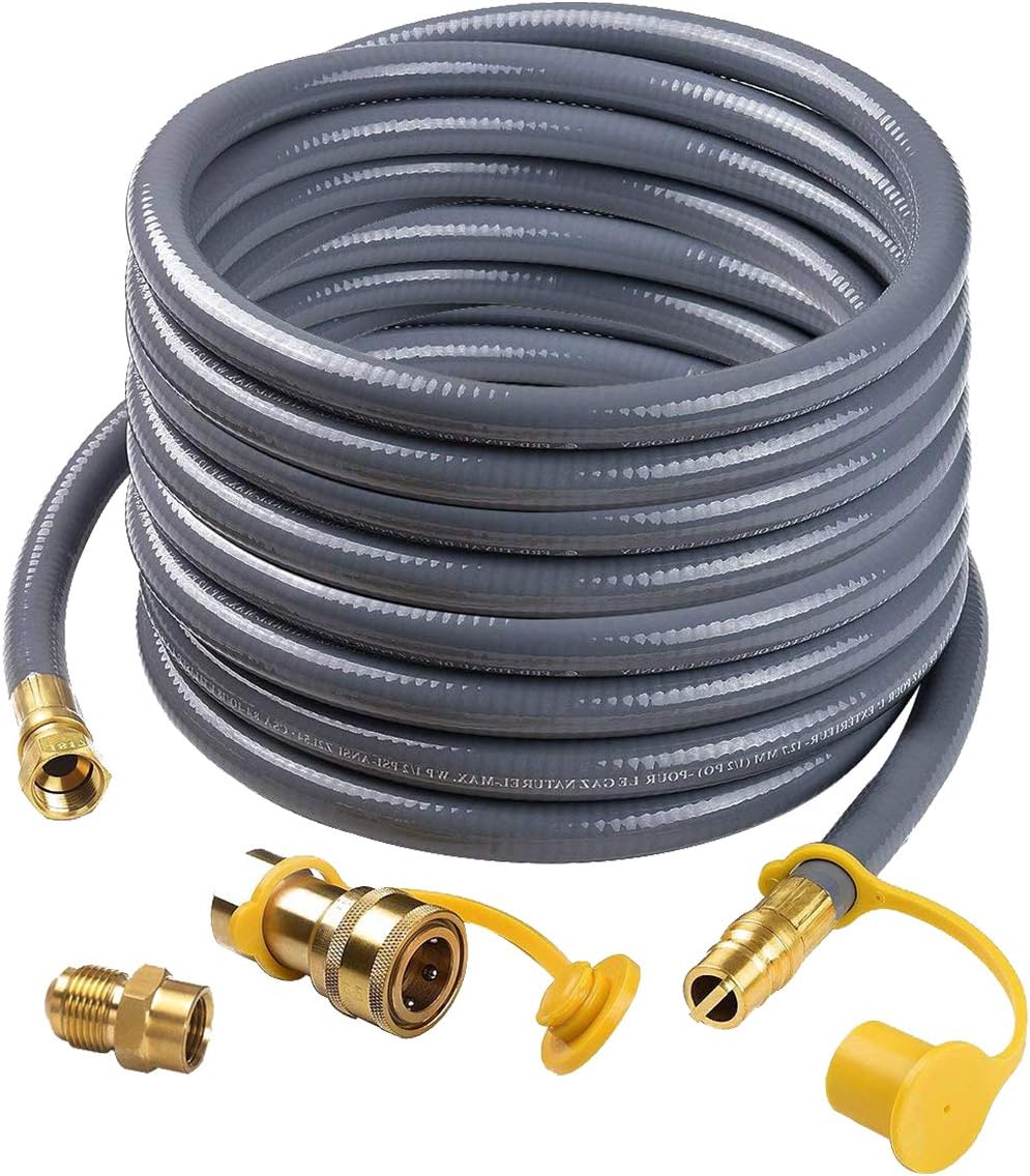 24 Feet 1/2 Inch Natural Gas Grill Hose with Quick Connect Fittings Q348118