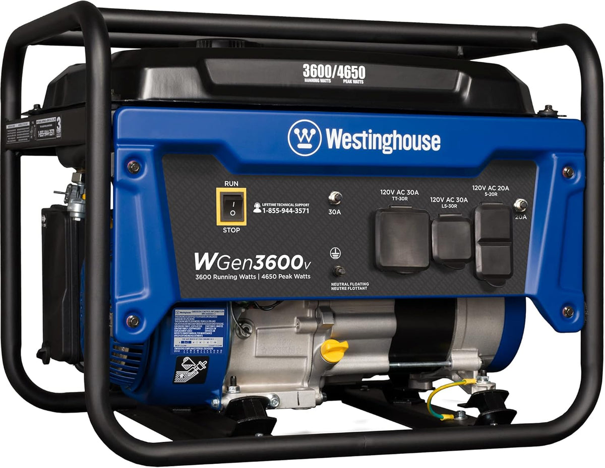 Portable Gas Powered Generator 3600 Rated 4650 Peak Watts L6415