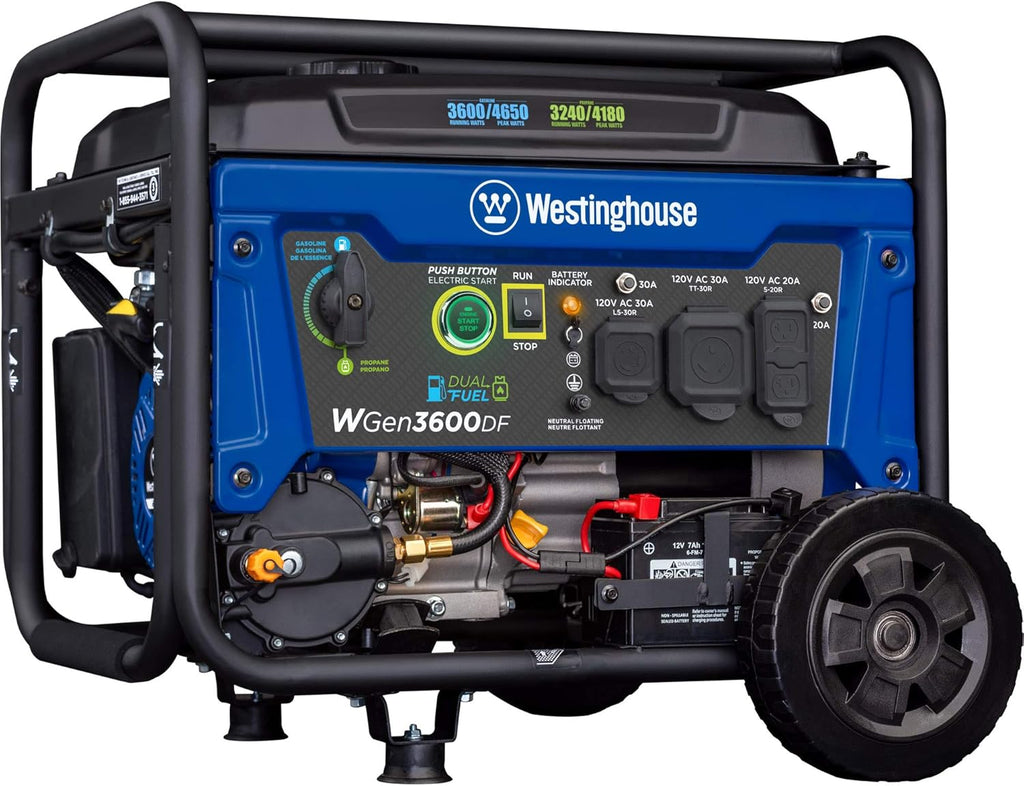 Portable Gas Powered Generator 3600 Rated 4650 Peak Watts L6415